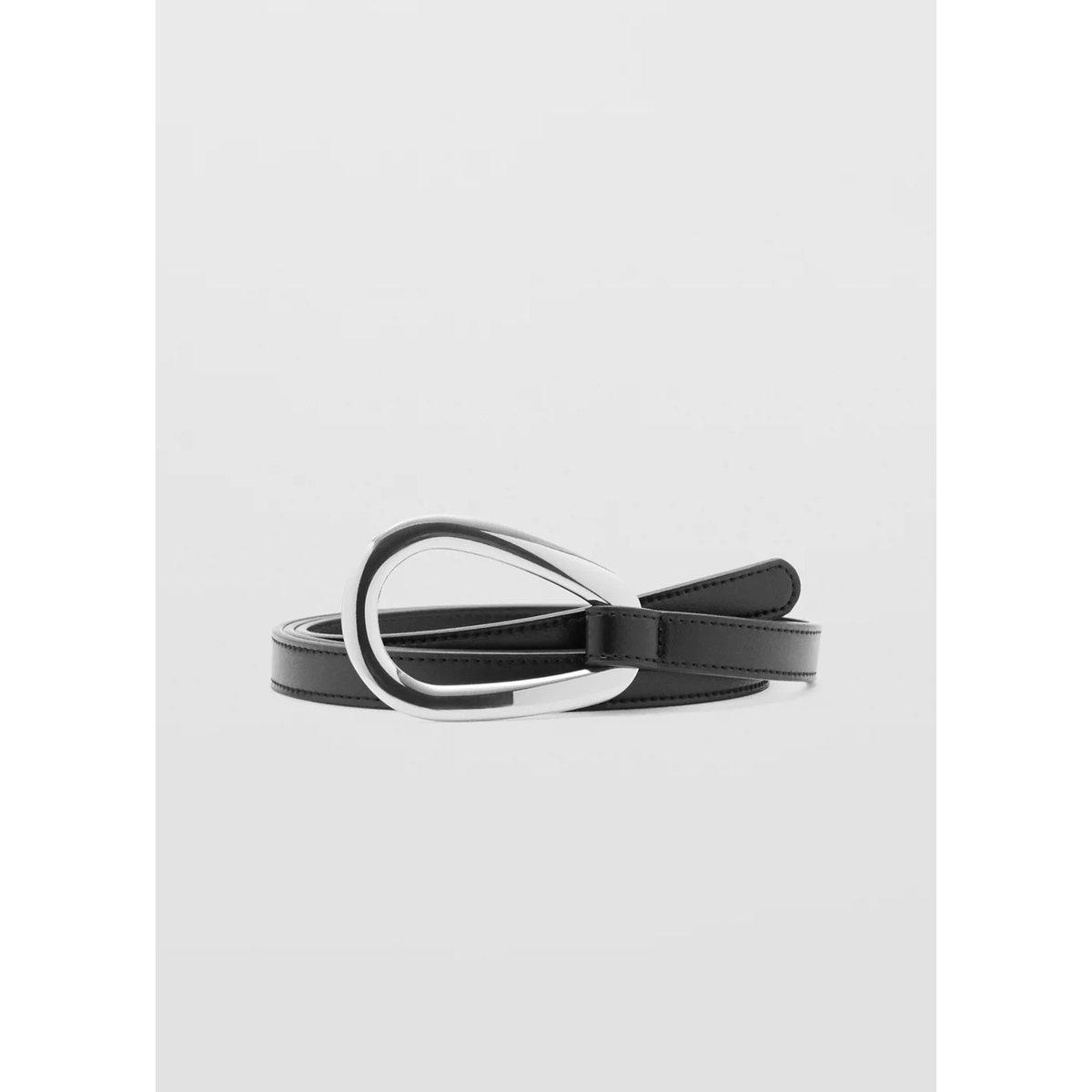 Ceinture fine maxi boucle noir, MANGO