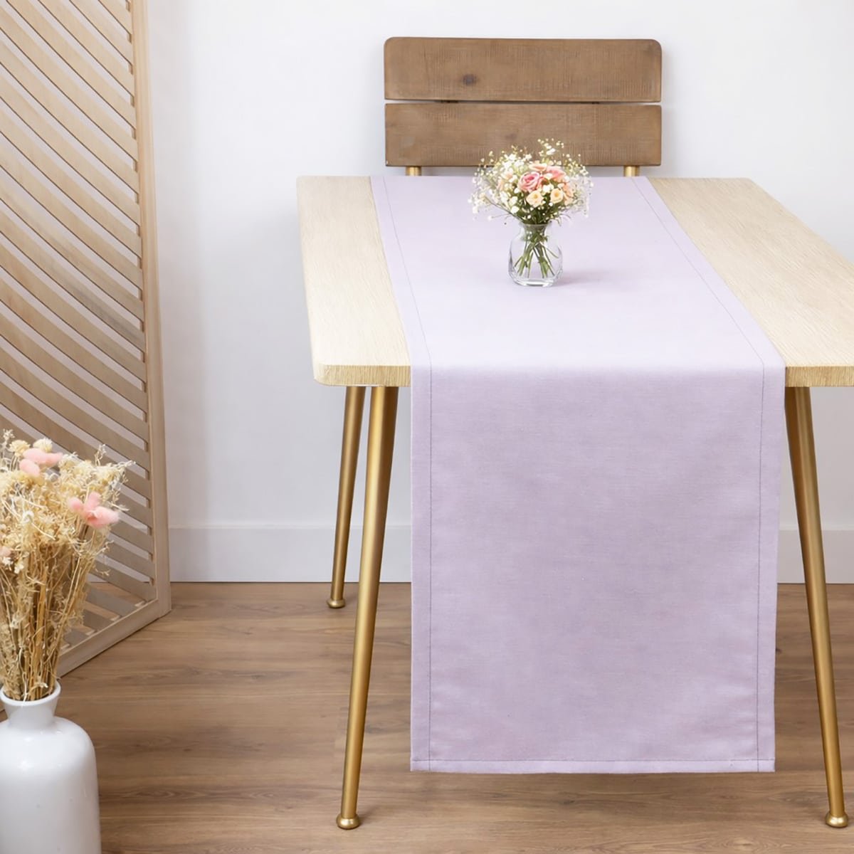 Chemin de table coton lin METIS gris, LINANDELLE