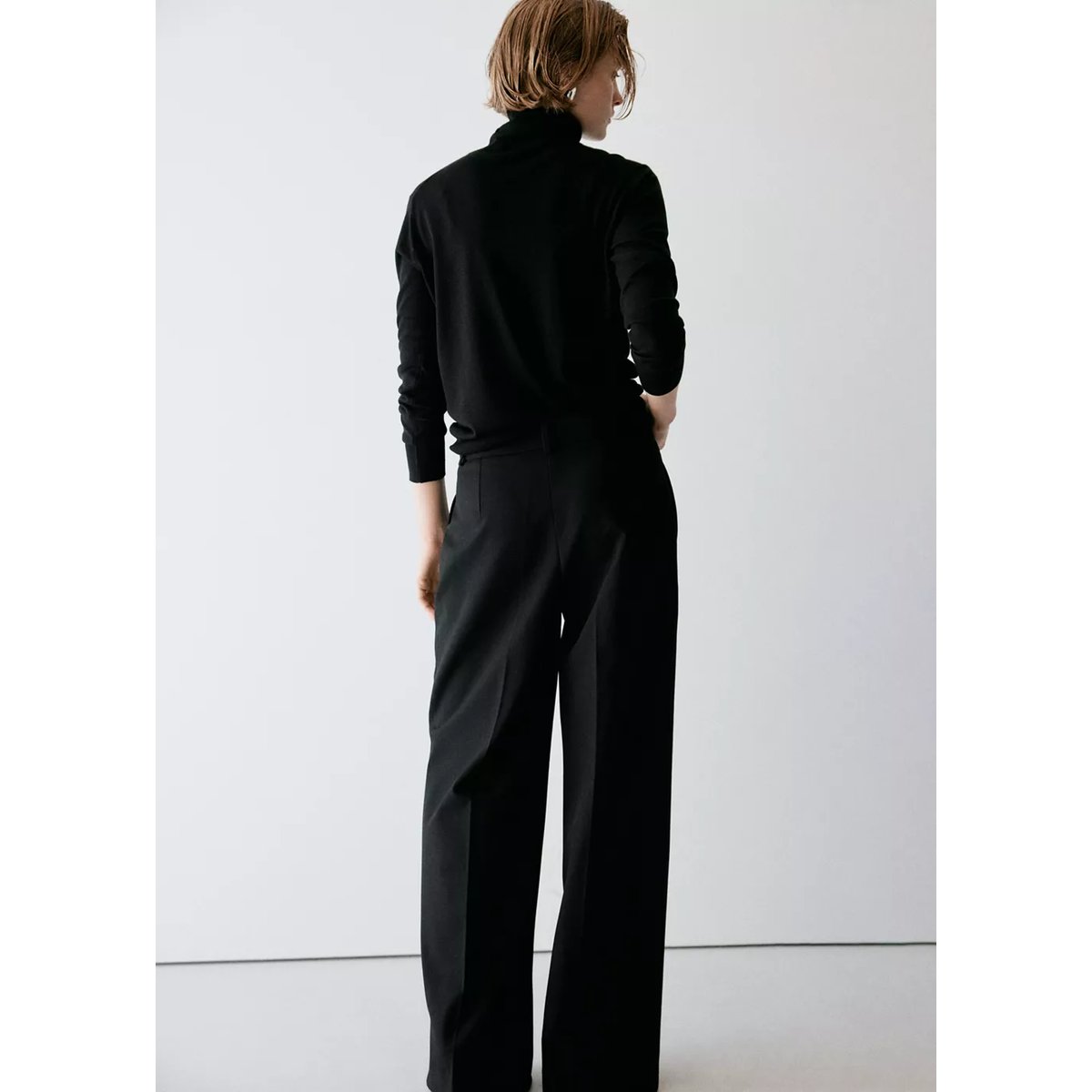 Pantalon de tailleur droit noir, MANGO