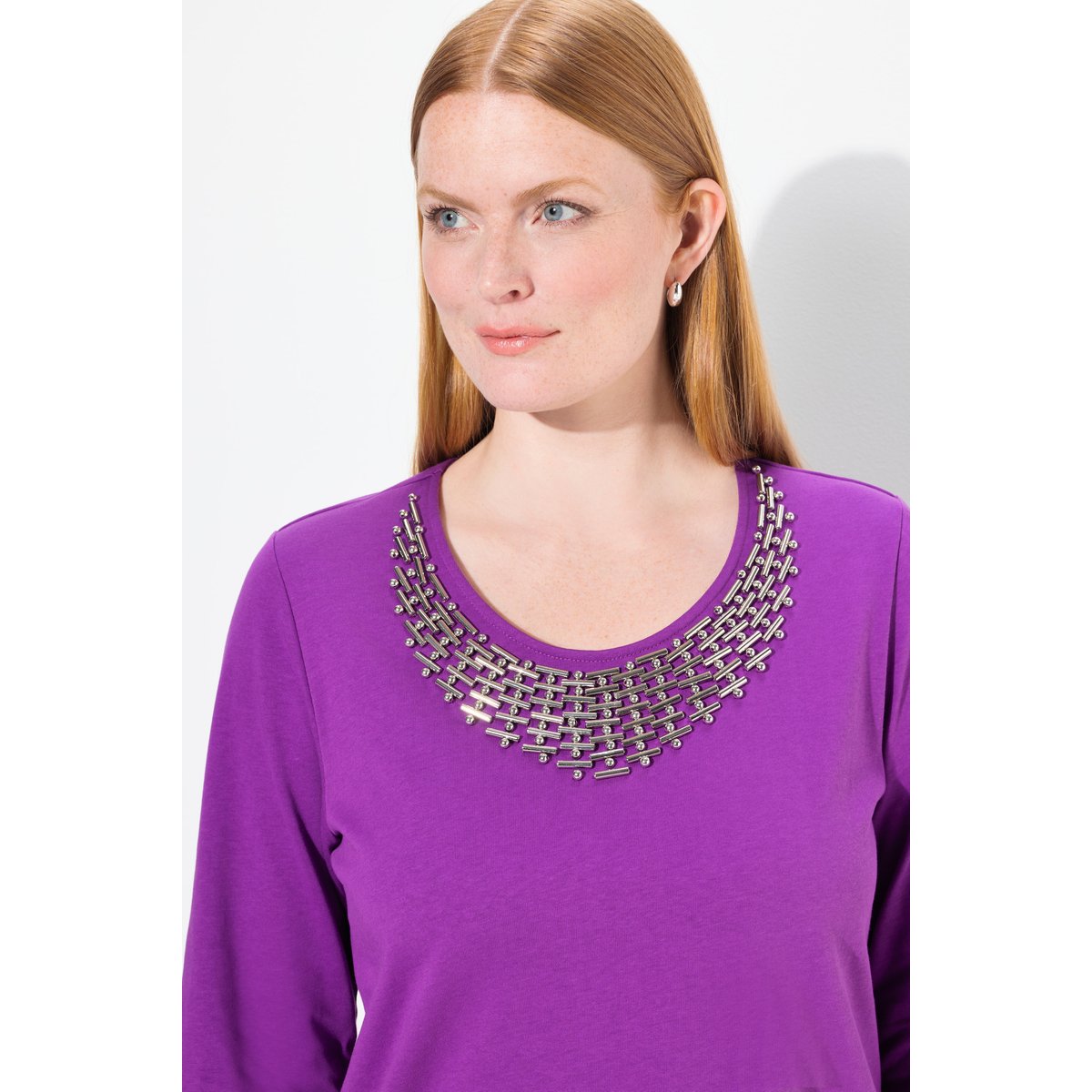 T-shirt avec collier fantaisie mûres, ULLA POPKEN
