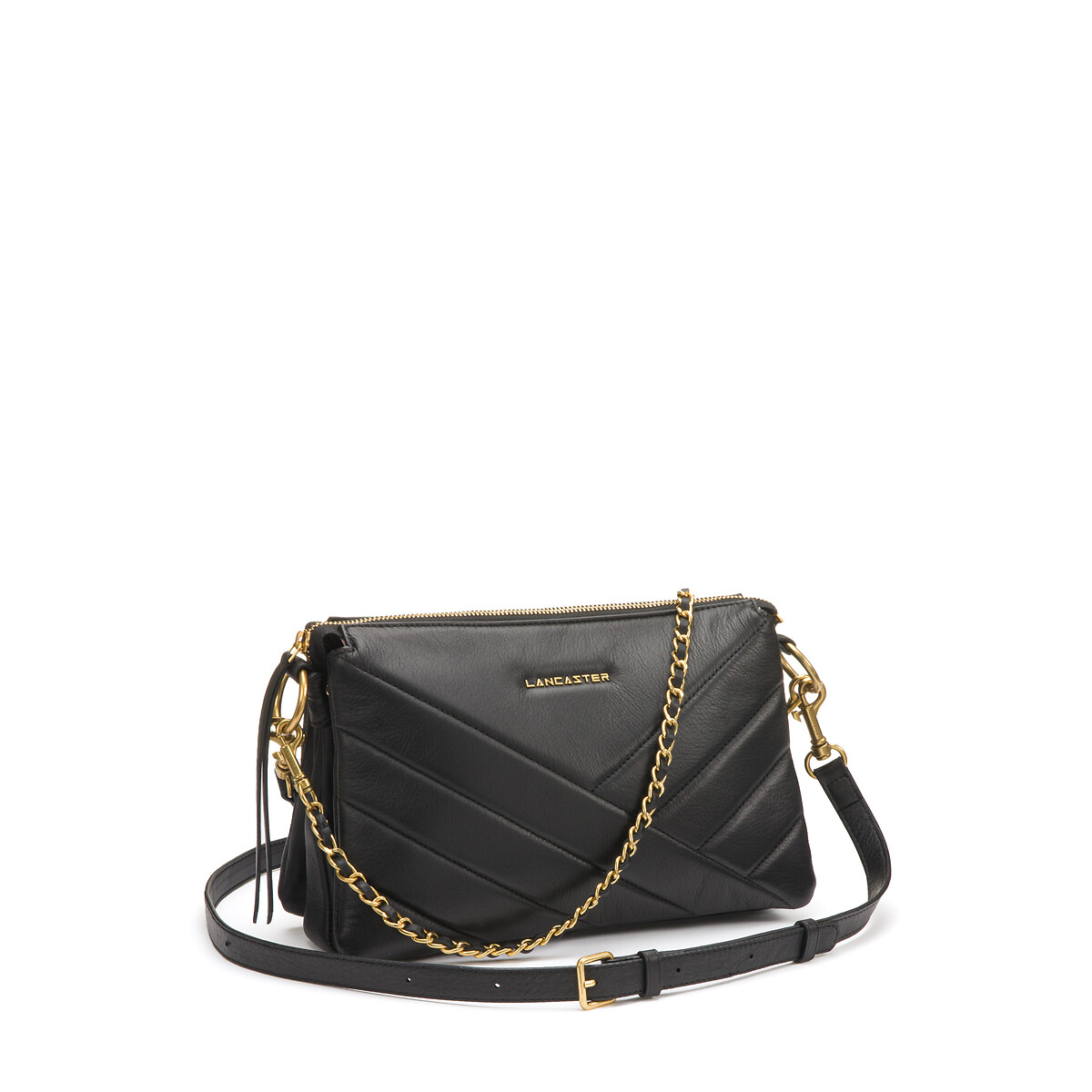 Pochette zippée M Soft matelassé noir, LANCASTER