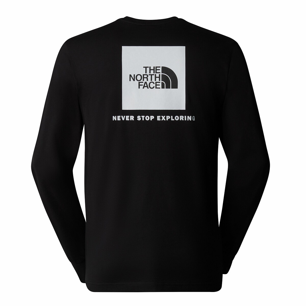 Red Box Cotton T-Shirt with Logo Print and Long Sleeves black, THE NORTH FACE