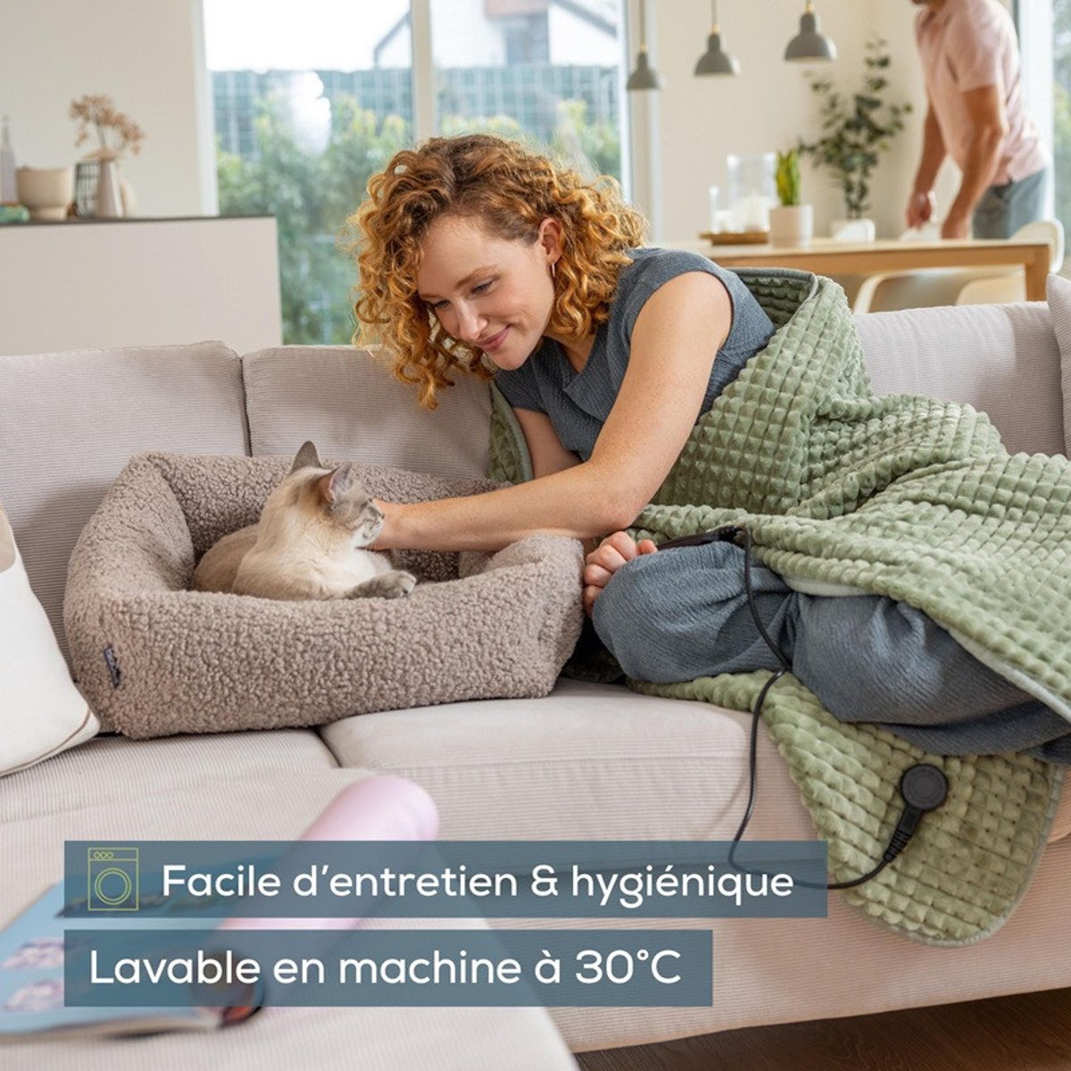Couverture Chauffante - HD 72 Waffle Verte couleur unique, BEURER