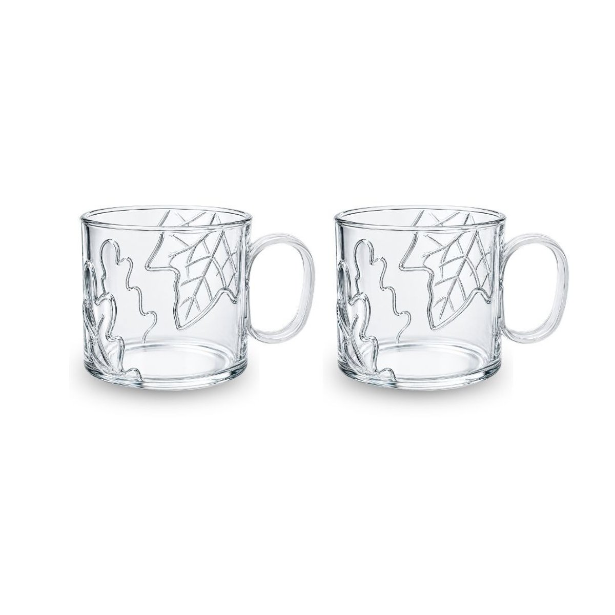 Lot de 2 mugs en verre feuilles, LES AMIS DES BOIS transparent, ARTIME
