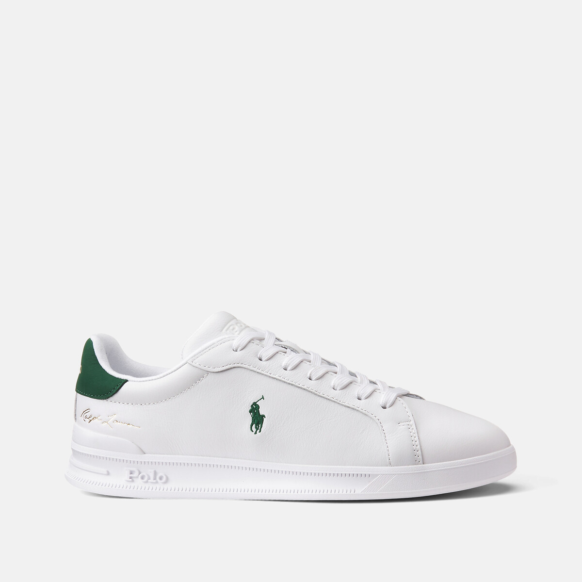 Baskets en cuir HERITAGE COURT II SIGNATURE blanc/vert foncé, POLO RALPH LAUREN