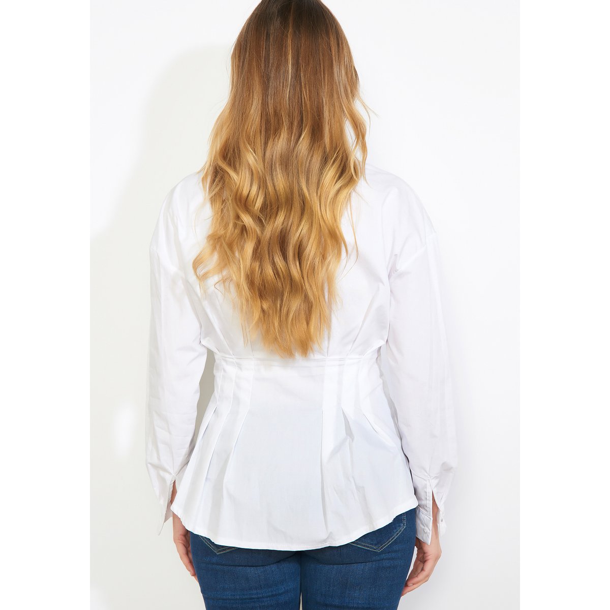 Chemise cintrée plissée blanc, LOLALIZA