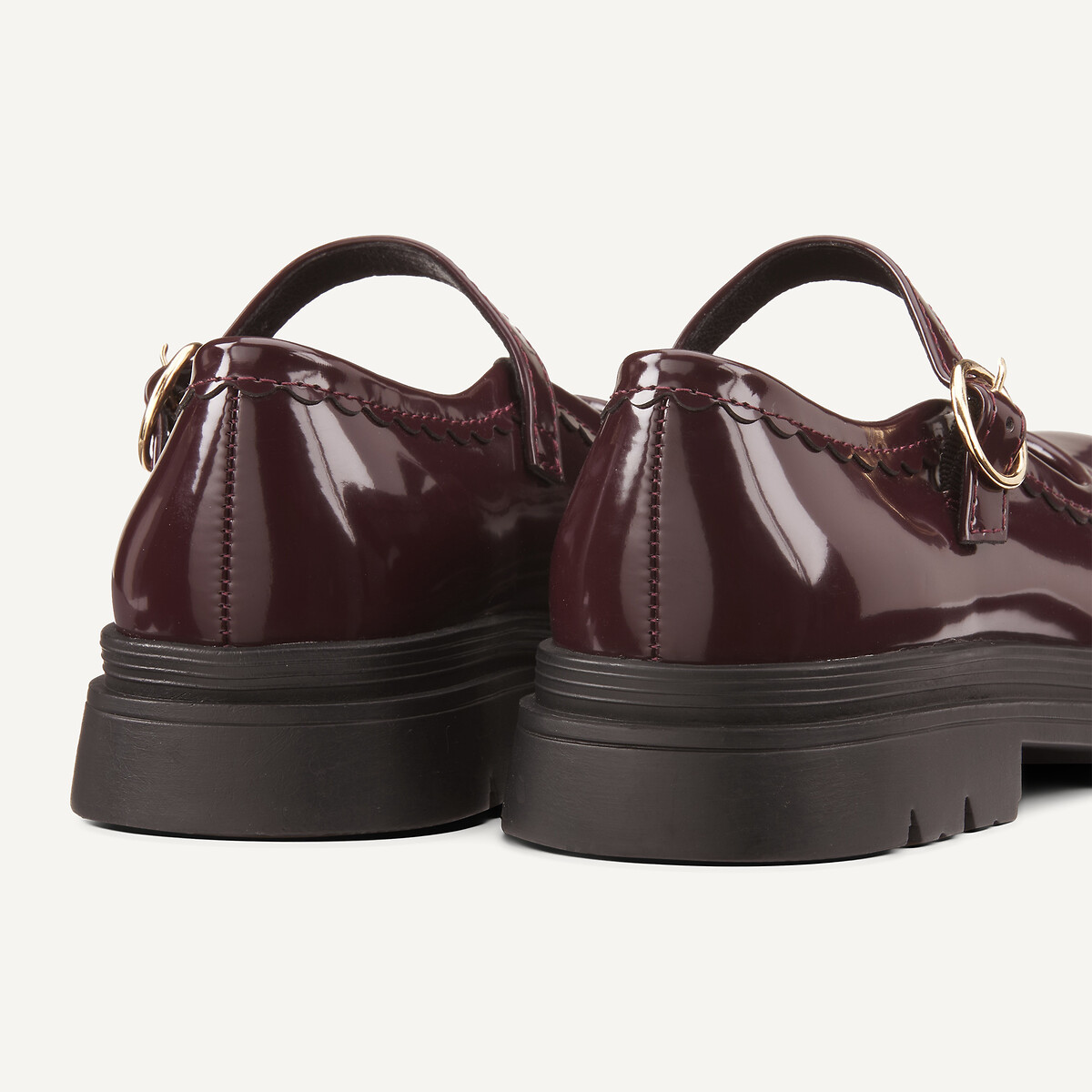 Kids Patent Notched Sole Mary Jane Ballet Pumps burgundy, LA REDOUTE COLLECTIONS