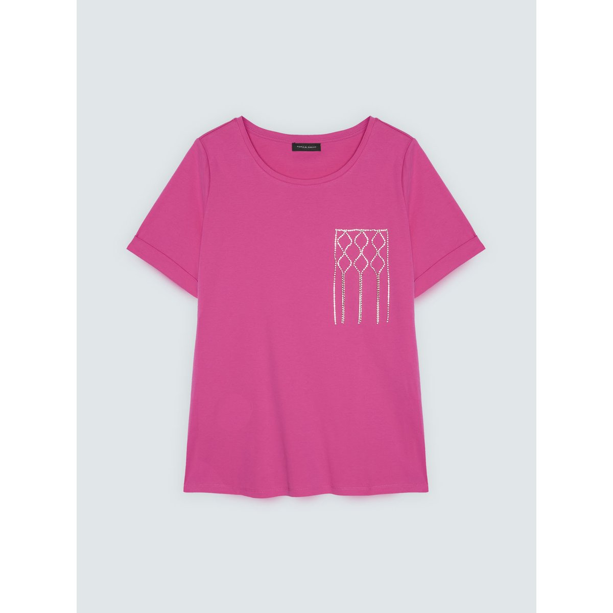 T-shirt avec poche décorée fuchsia, FIORELLA RUBINO