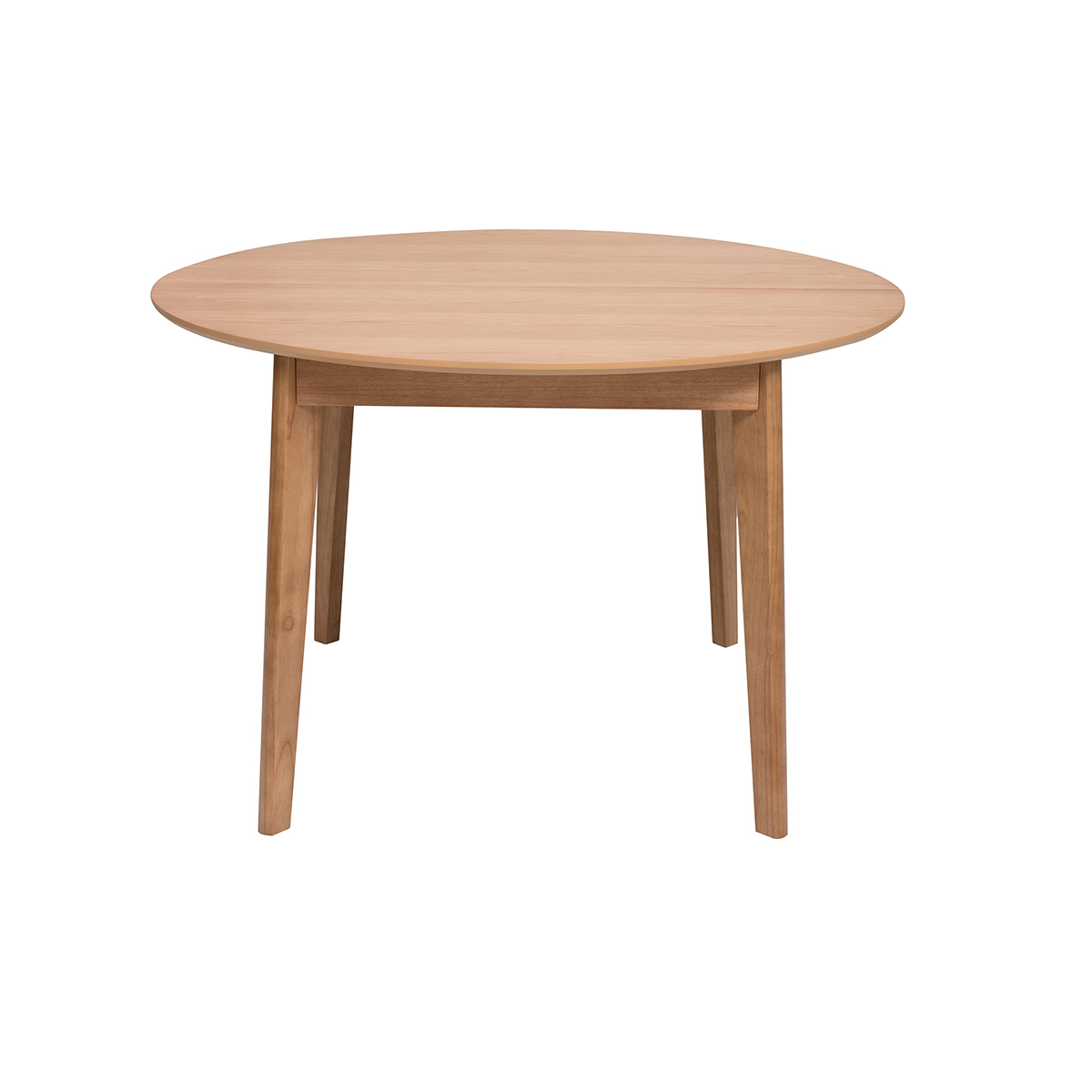 Table à manger ronde extensible avec rallonges intégrées en bois clair chêne L120-150 cm ANSEL couleur unique, MILIBOO