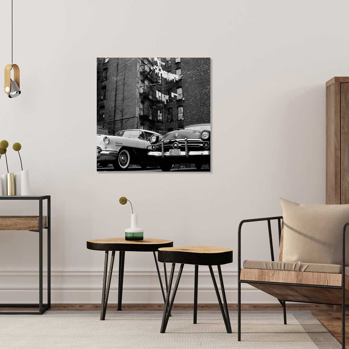 Photo noir et blanc de New York en 1960 tableau alu dibond, HEXOA