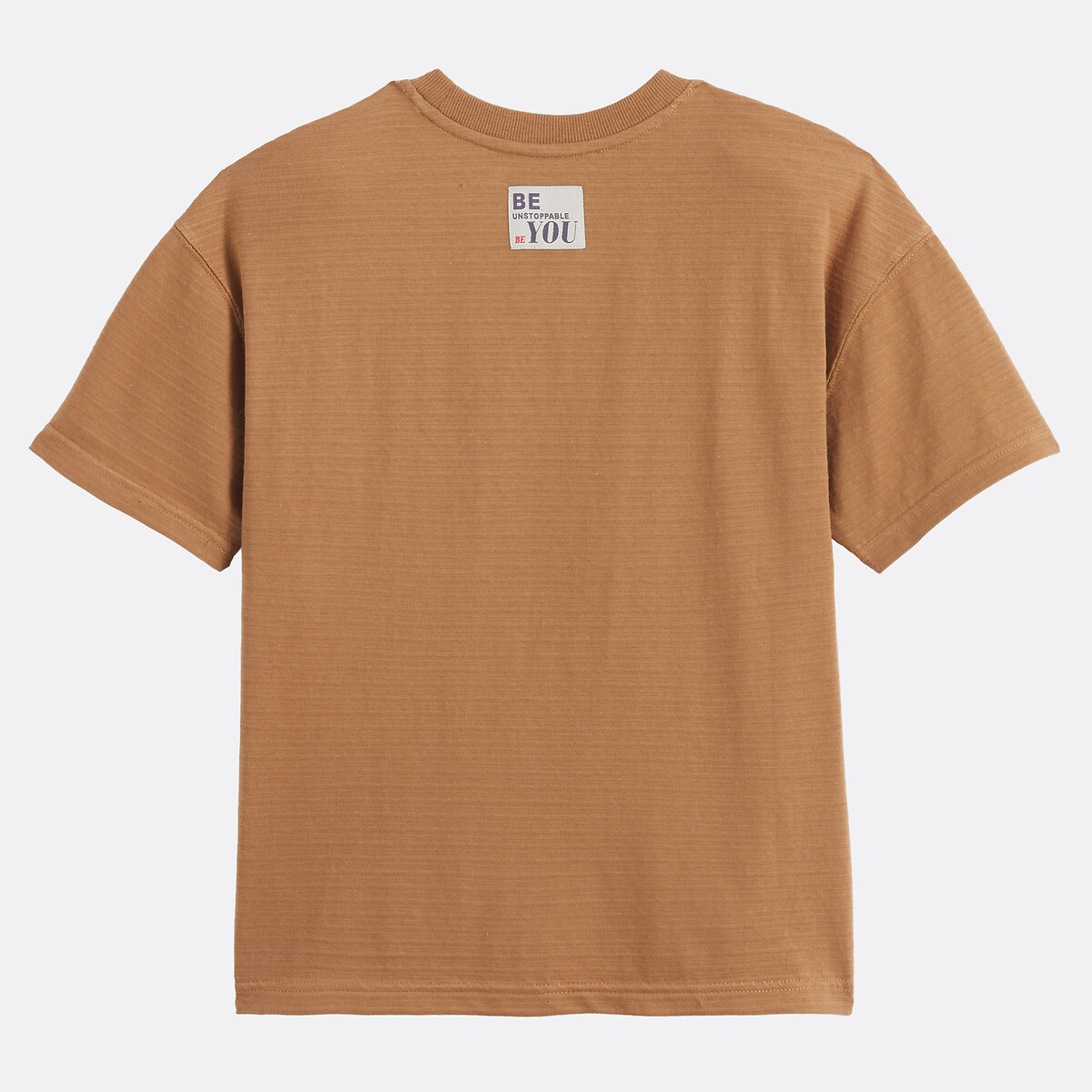 T-shirt col rond, manches courtes, avec poche poitrine camel, LA REDOUTE COLLECTIONS