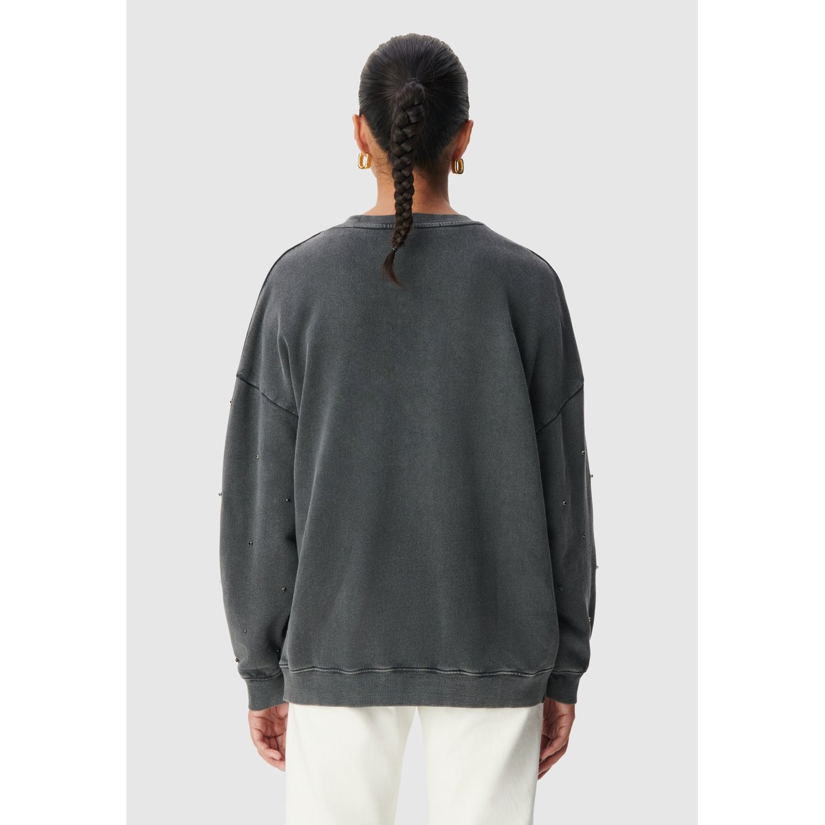 Sweat broderies strass gris anthracite, IKKS