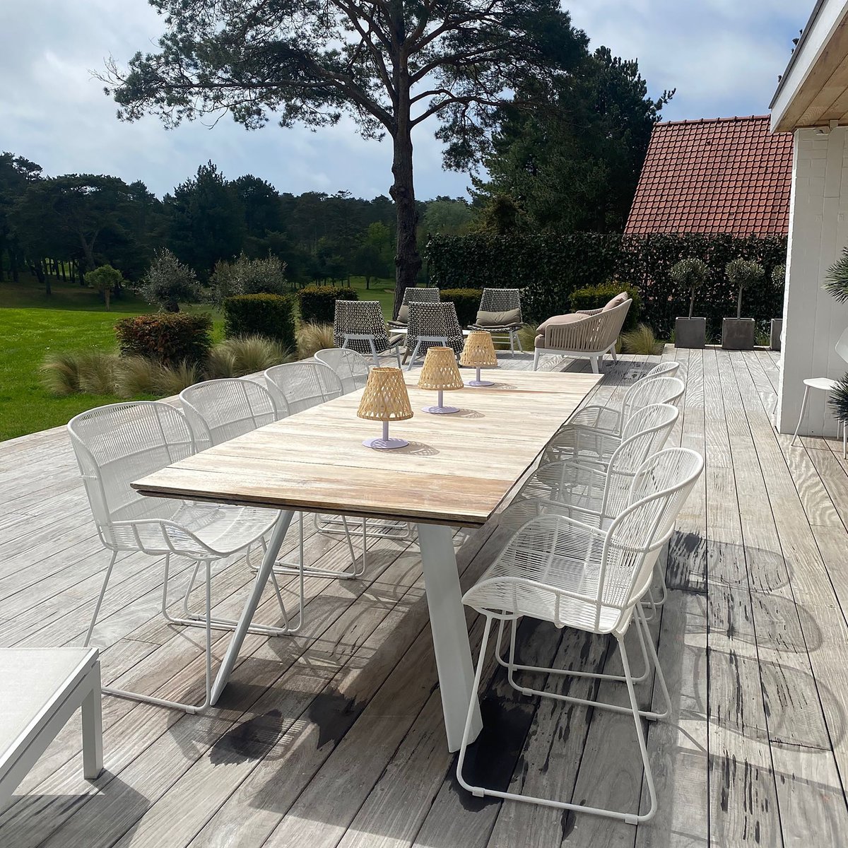 Fauteuil de table extérieur en polypropylène, CON DAO blanc, NOW'S HOME