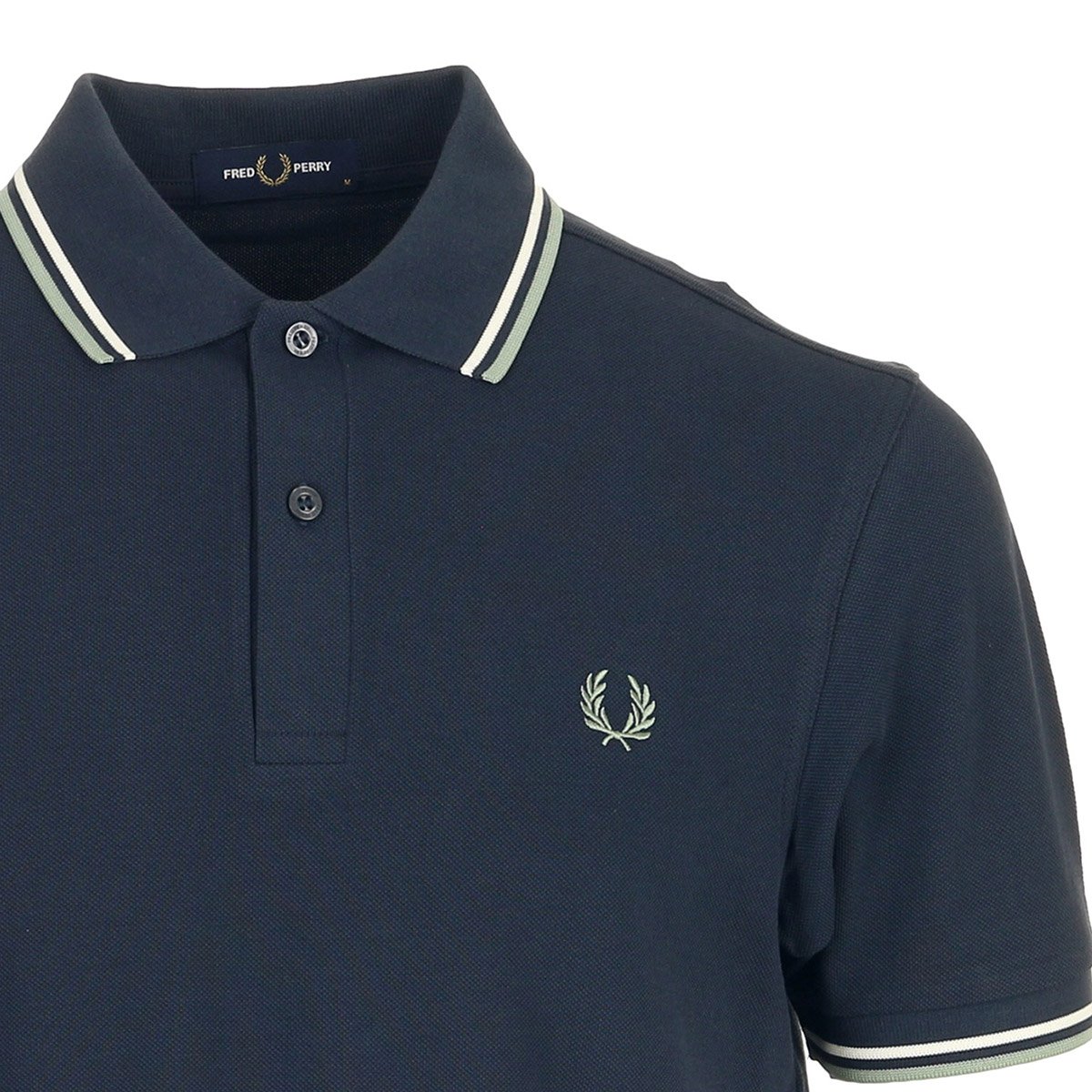 Polo THE TWIN TIPPED SHIRT dark air force ecru seagrasse, FRED PERRY