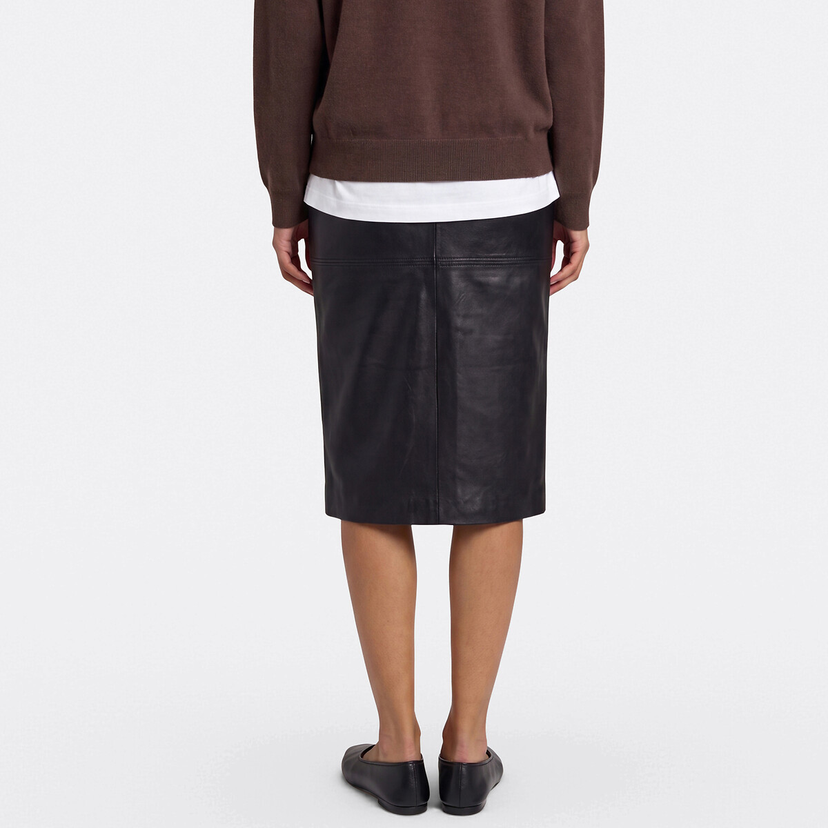 Gonna a tubino in montone, lunghezza midi nero , LA REDOUTE COLLECTIONS