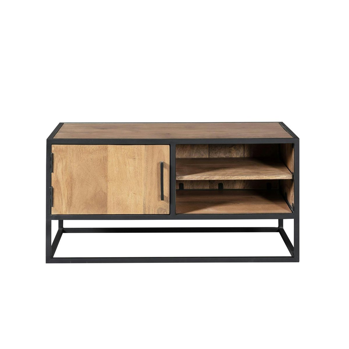 Meuble TV bois et métal 1 porte RIVANO bois clair, PIER IMPORT