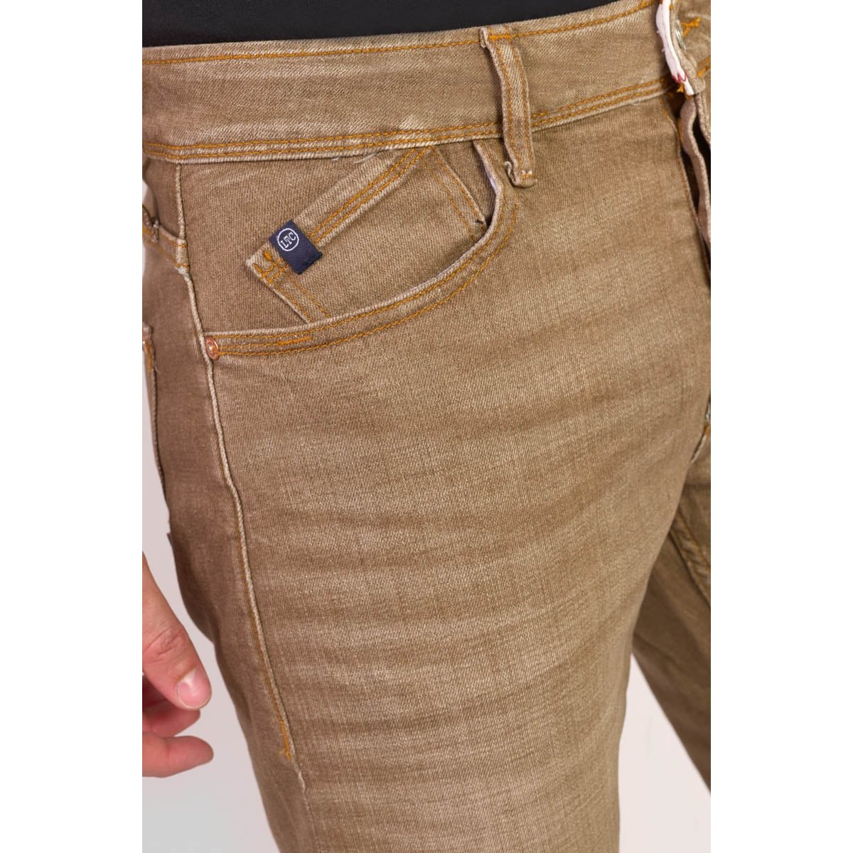 Jeans slim stretch 700/11, longueur 34 caramel, LE TEMPS DES CERISES