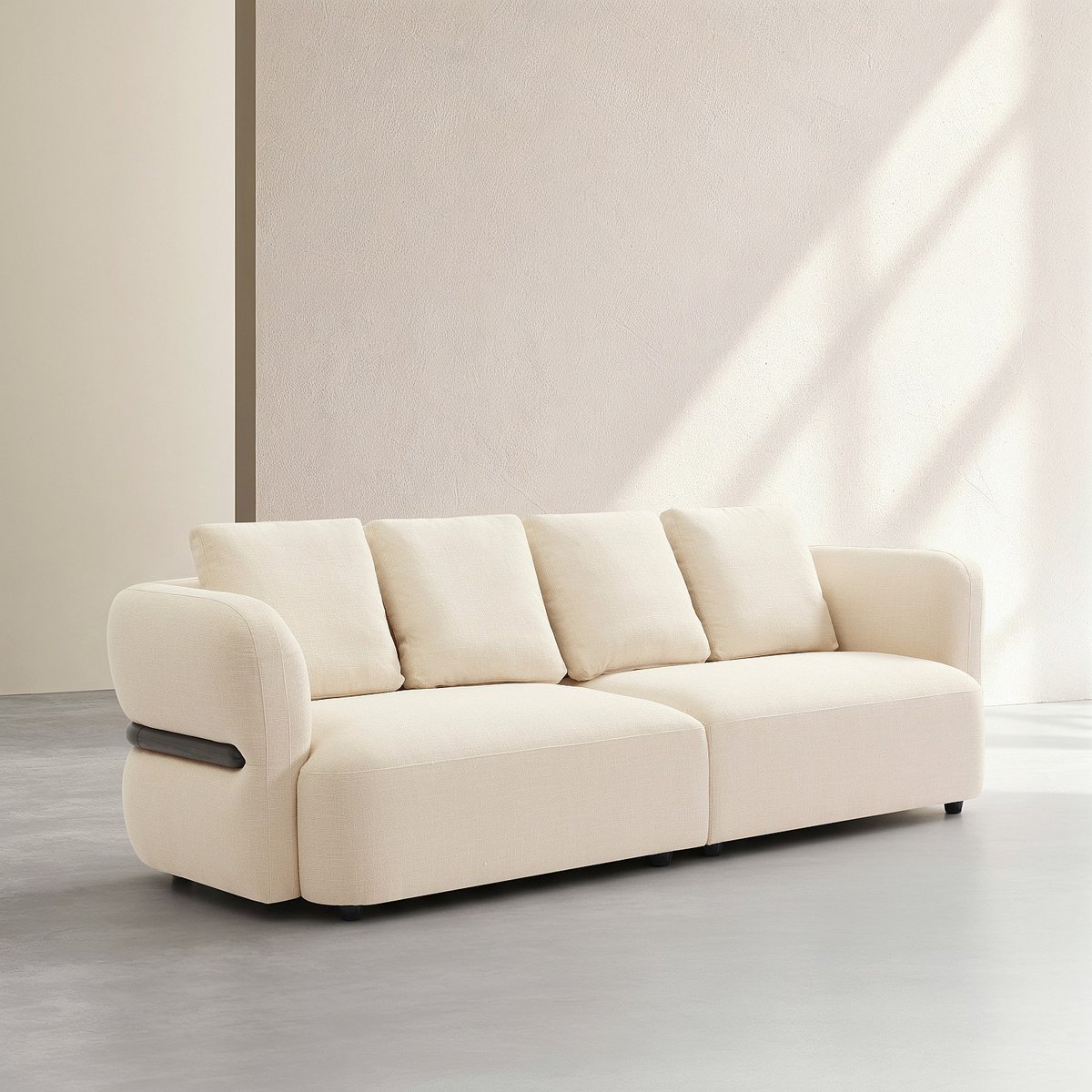 Canapé en tissu texturé MASIO crème, HABITAT