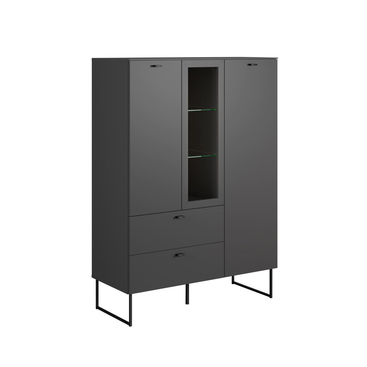 Buffet haut 2 portes, 2 tiroirs - VELA gris anthracite, CALICOSY