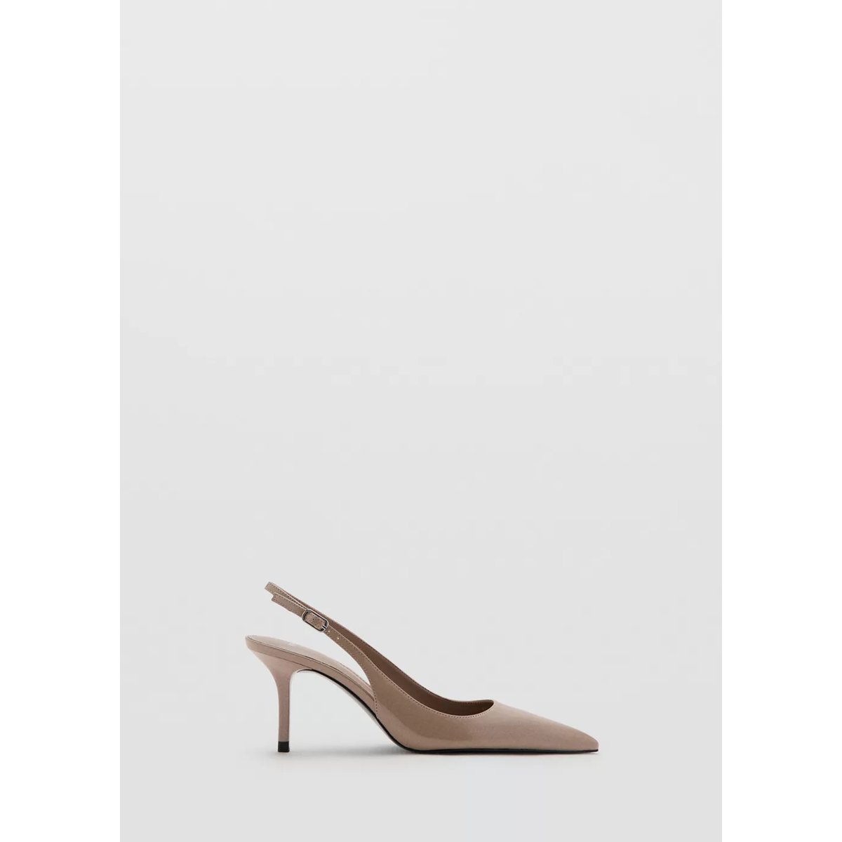 Chaussures à talon en cuir vernis nude, MANGO