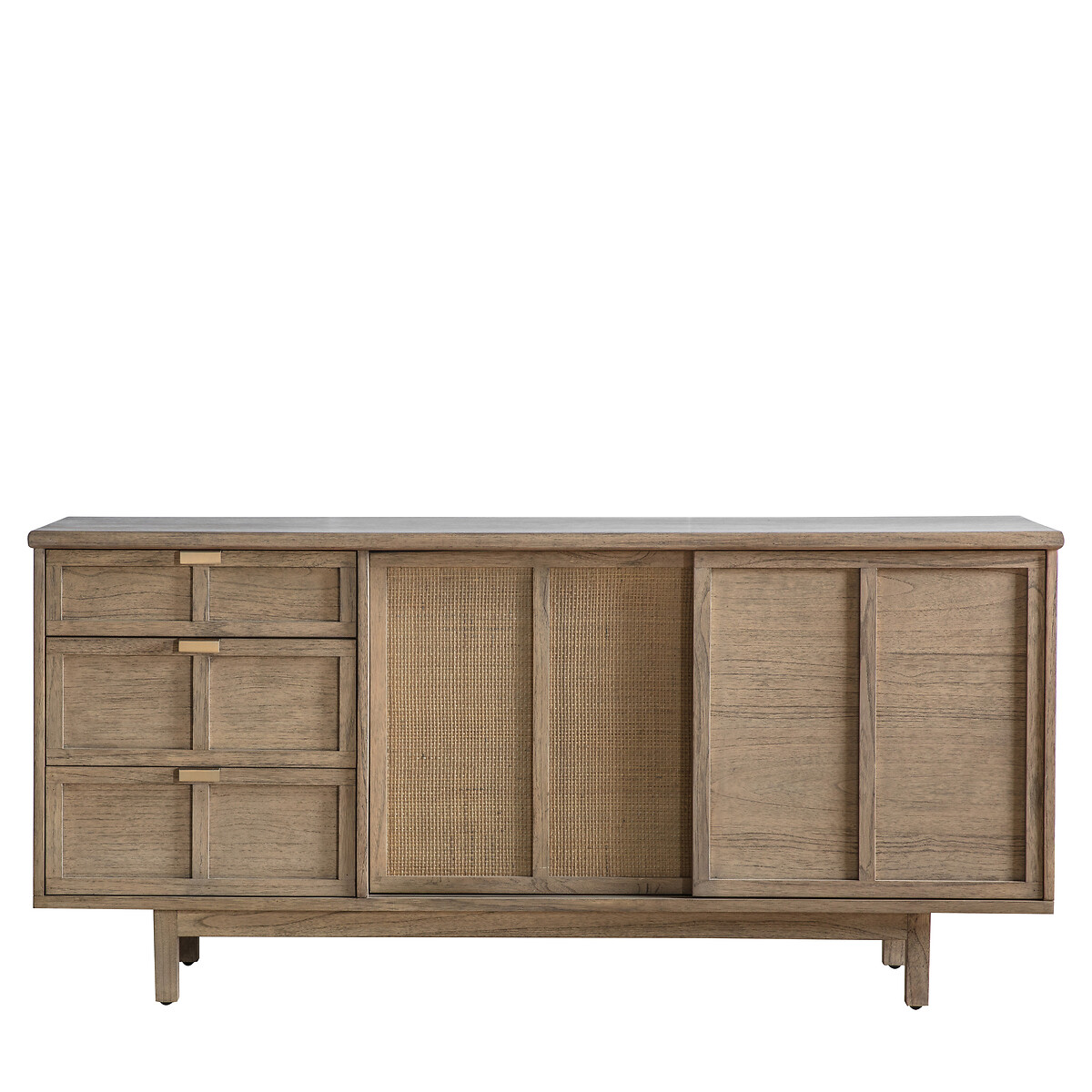 Bharhut Japandi Panelled Rattan Large 2 Door Sideboard wood, ÉDITÉ