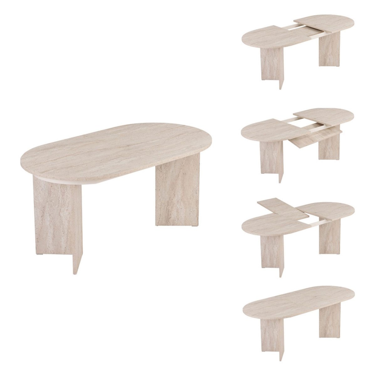 Table à manger extensible 6 à 8 personnes effet travertin 160-200x75cm- SAM beige, DRAWER