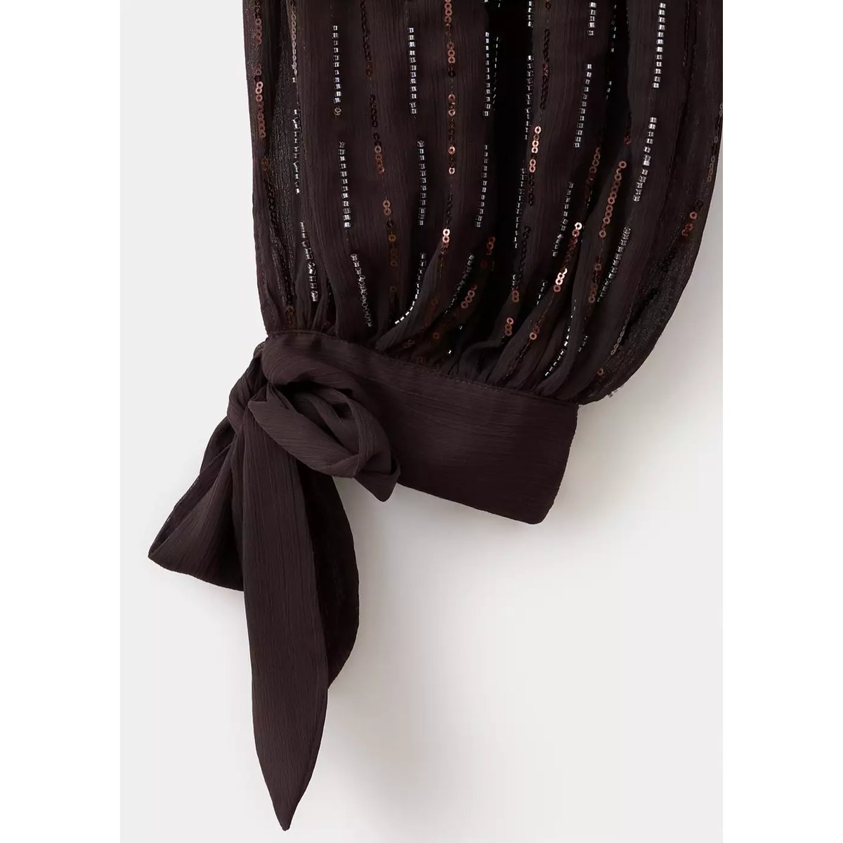 Pantalon bouffant à paillettes marron, MANGO