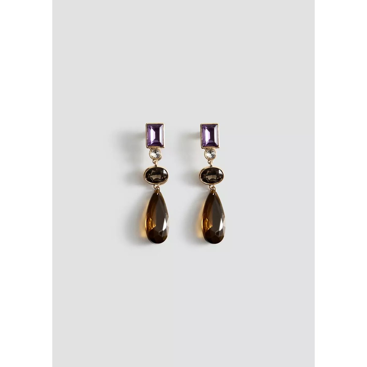 Boucles d’oreilles longues en verre cascade or, MANGO