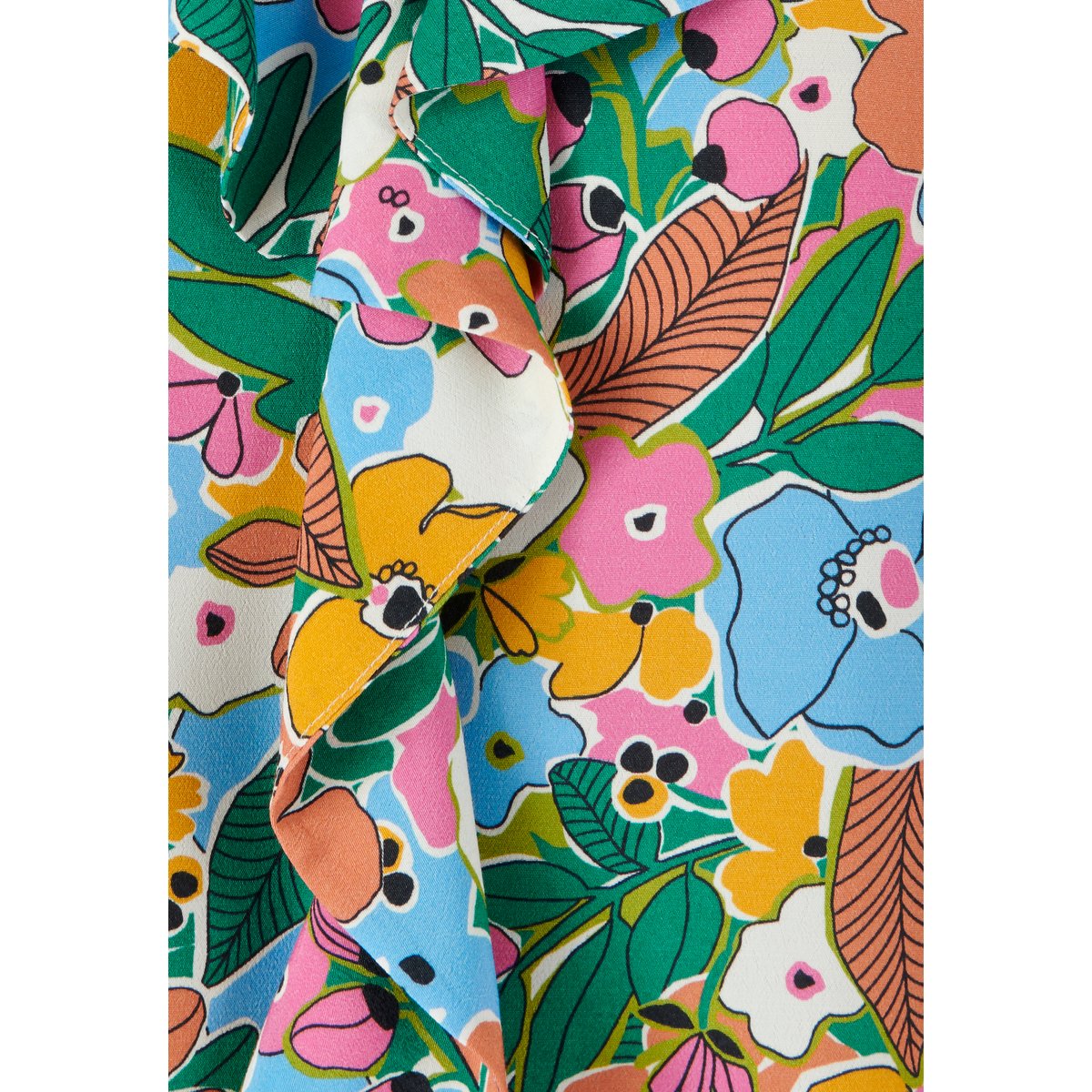 Blouse imprimée à volants multicolore imprimé grandes fleurs, DAMART