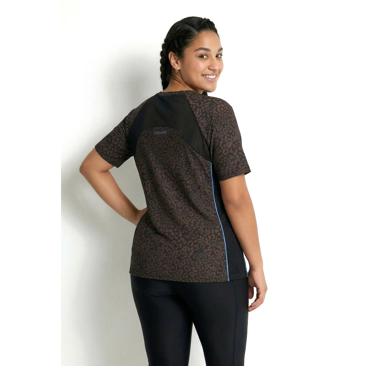T-shirt technique avec matière recyclée marron, ULLA POPKEN