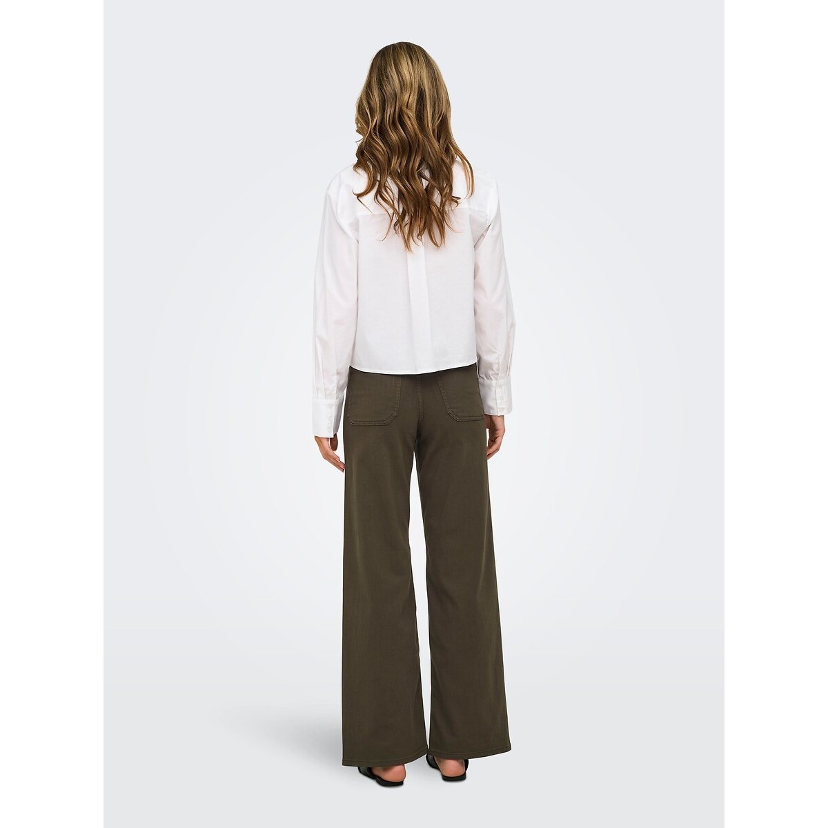 Pantalon large, taille haute marron, JDY