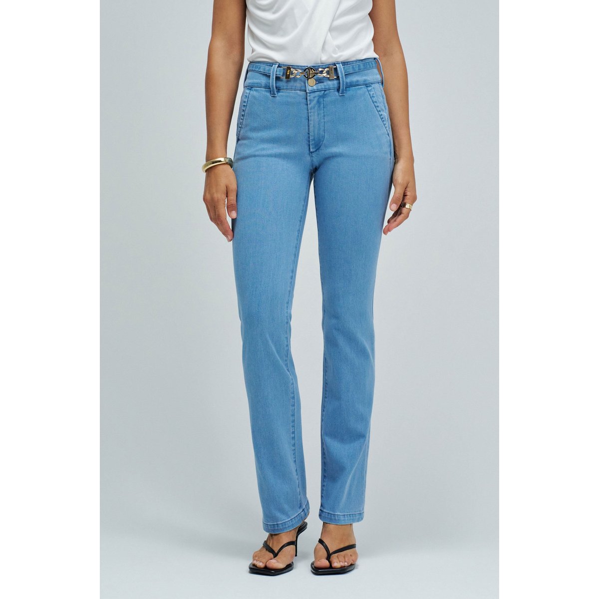 SECRET CHINO PUSH IN STRAIGHT bleu turquoise, SALSA JEANS