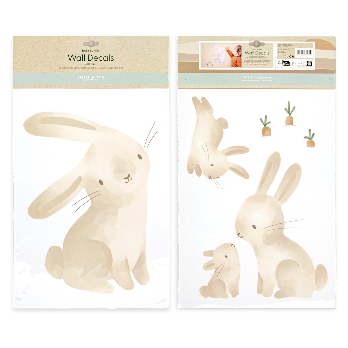 Stickers muraux pour enfant Bébé lapin marron, LITTLE DUTCH