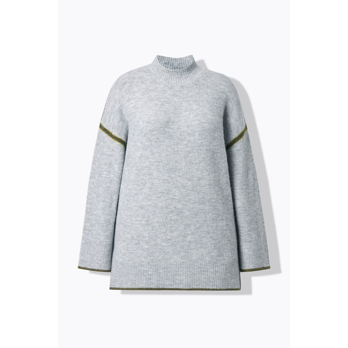 Pull à col montant et manches longues gris clair chiné, ULLA POPKEN