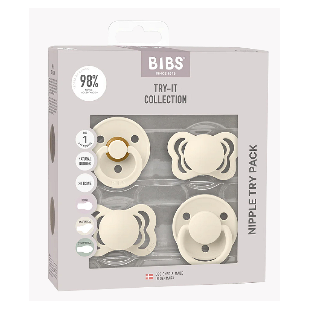Pack de demarrage Tetine a embout rond symetrique et anatomique couleur ivoire 6-18 mois couleur unique, Bibs