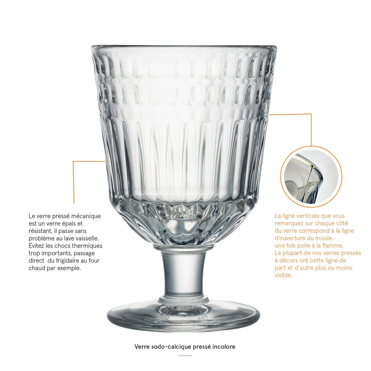 Lot de 6 verres à pied, CÔTES transparent, LA ROCHERE