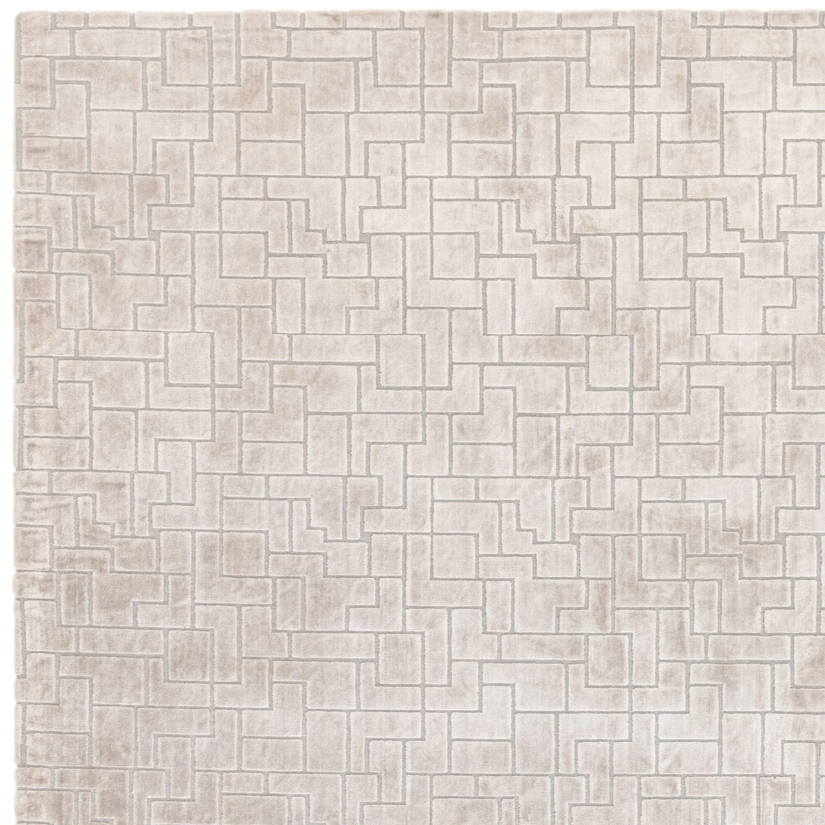 Tapis salon et chambre tissé main TETRIS argent, NOVATREND