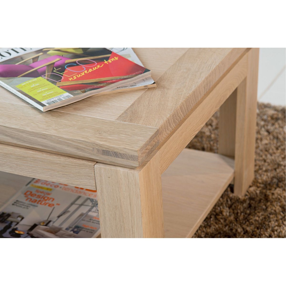 Table basse rectangulaire bois chêne blanchi massif - BOSTON bois clair, HELLIN, DEPUIS 1862