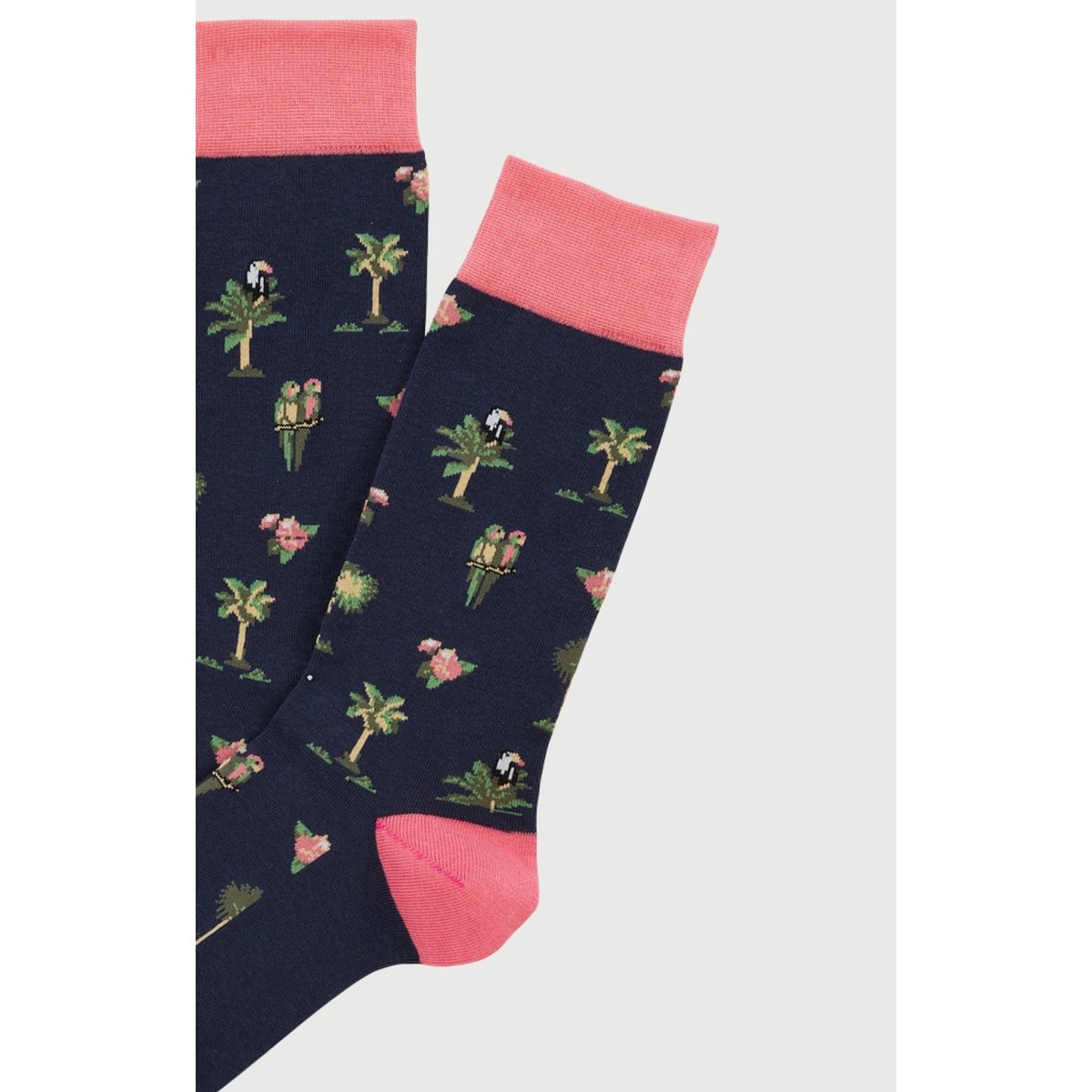 Chaussettes en coton imprimé Perroquet Marine marine, ARTHUR