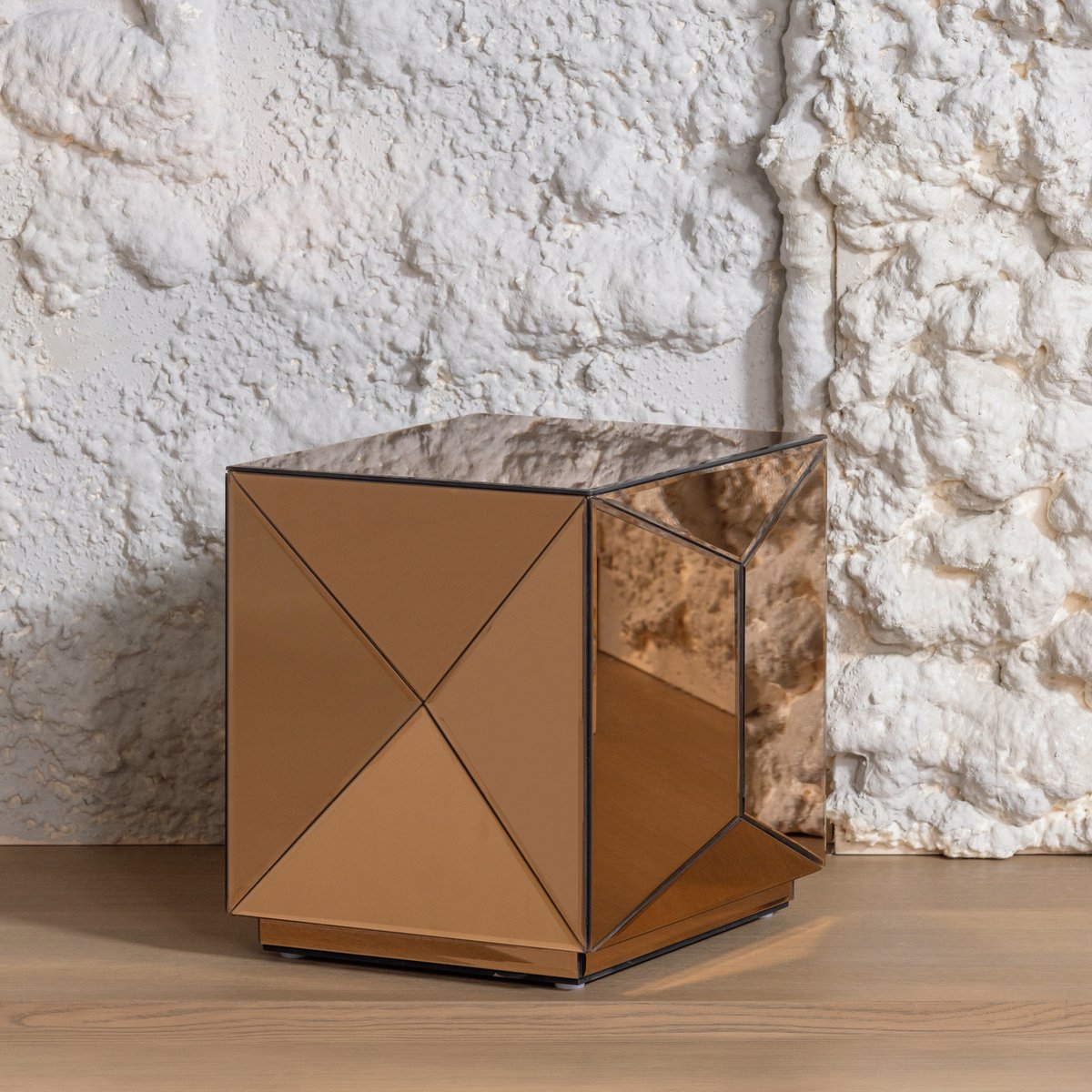 Table d'appoint en bois et verre GLINTZ marron, WOOOD
