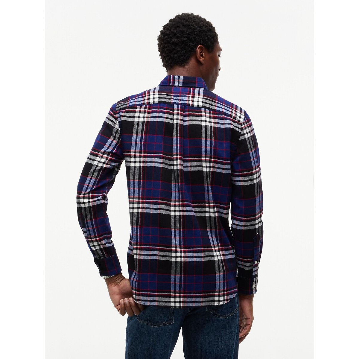 Hemd in flanel geruit marine, TOMMY HILFIGER