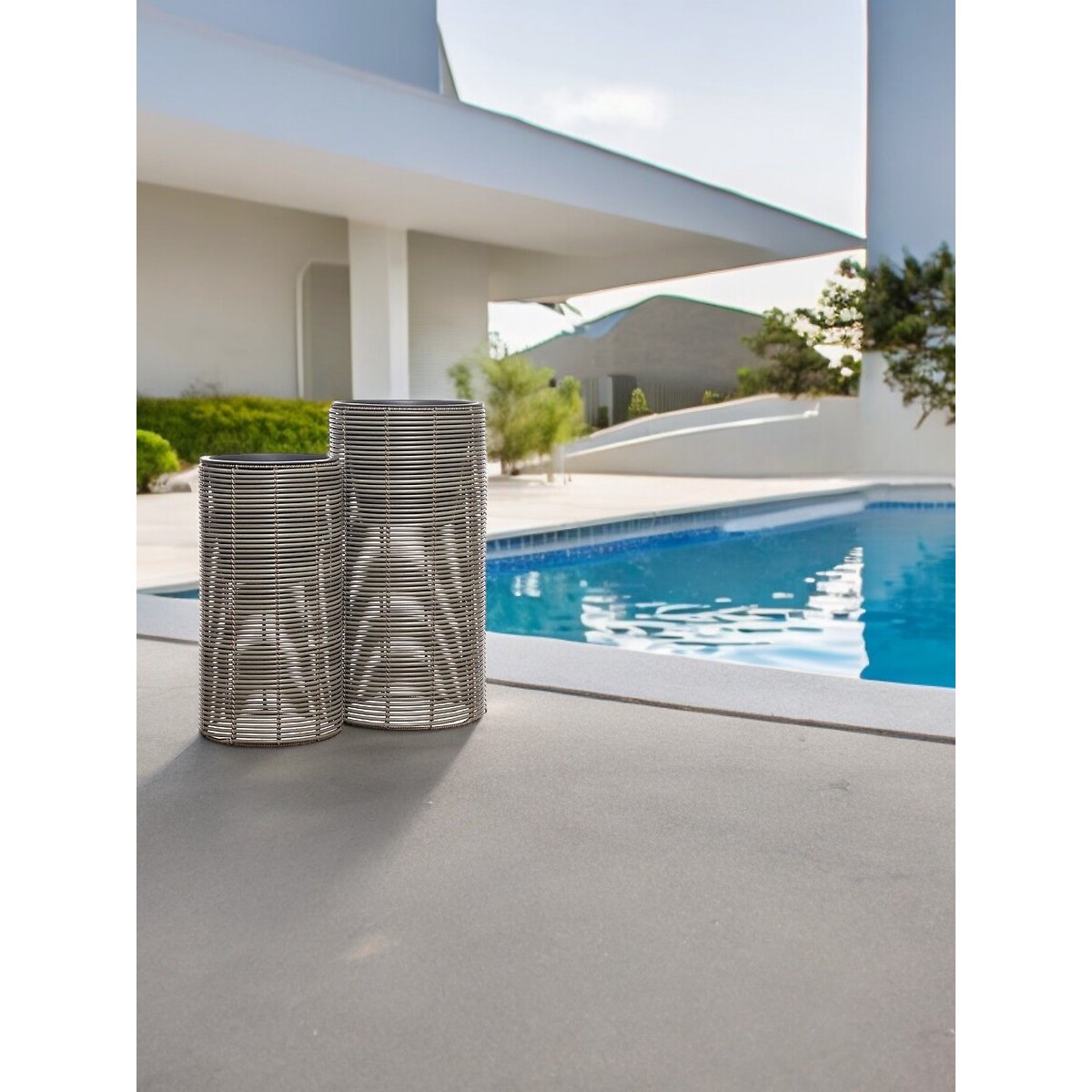 Conjunto de vasos em polyrattan, BORGHESI cinzento, BORGHESI