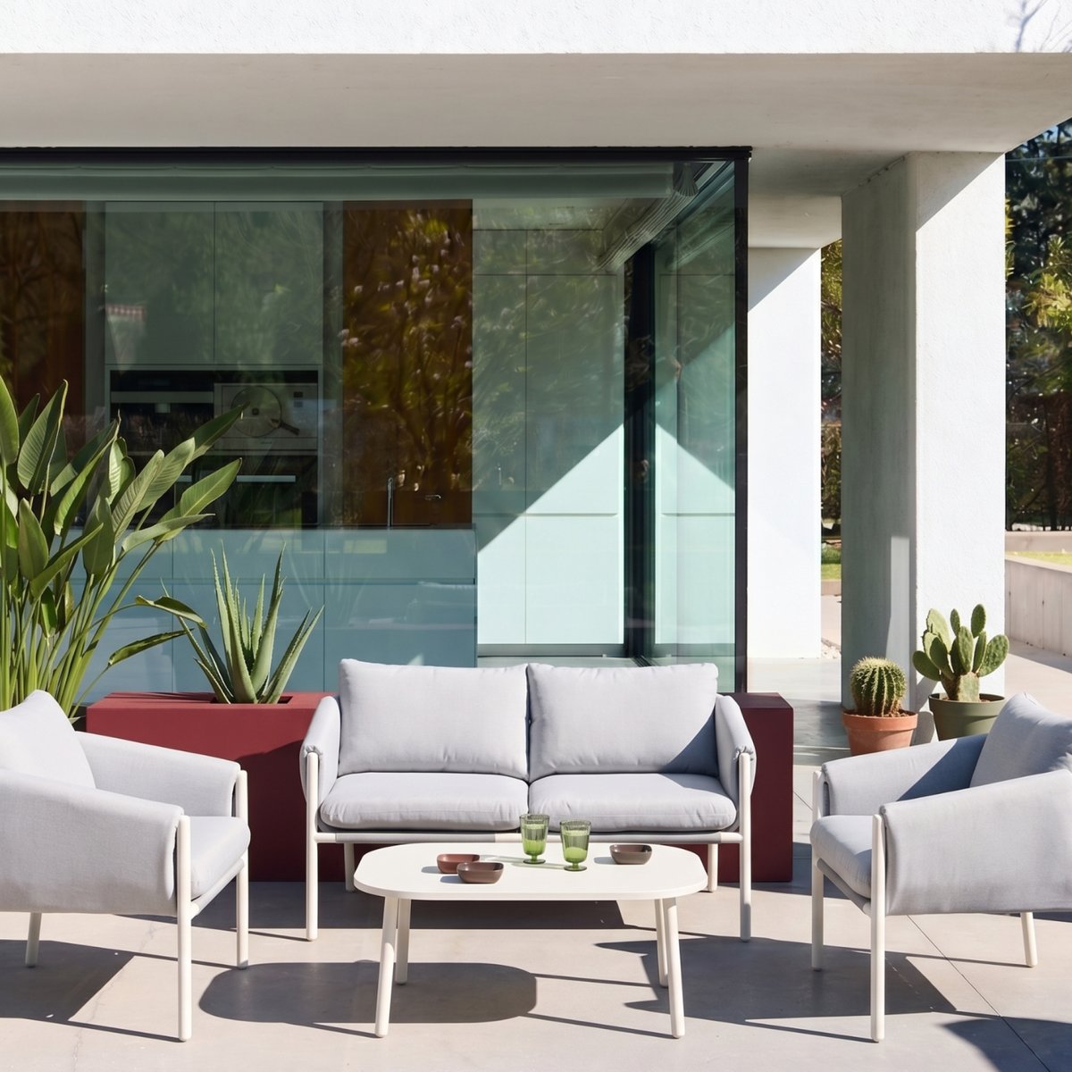 Salon de jardin acier 4 places KYO gris, SWEEEK