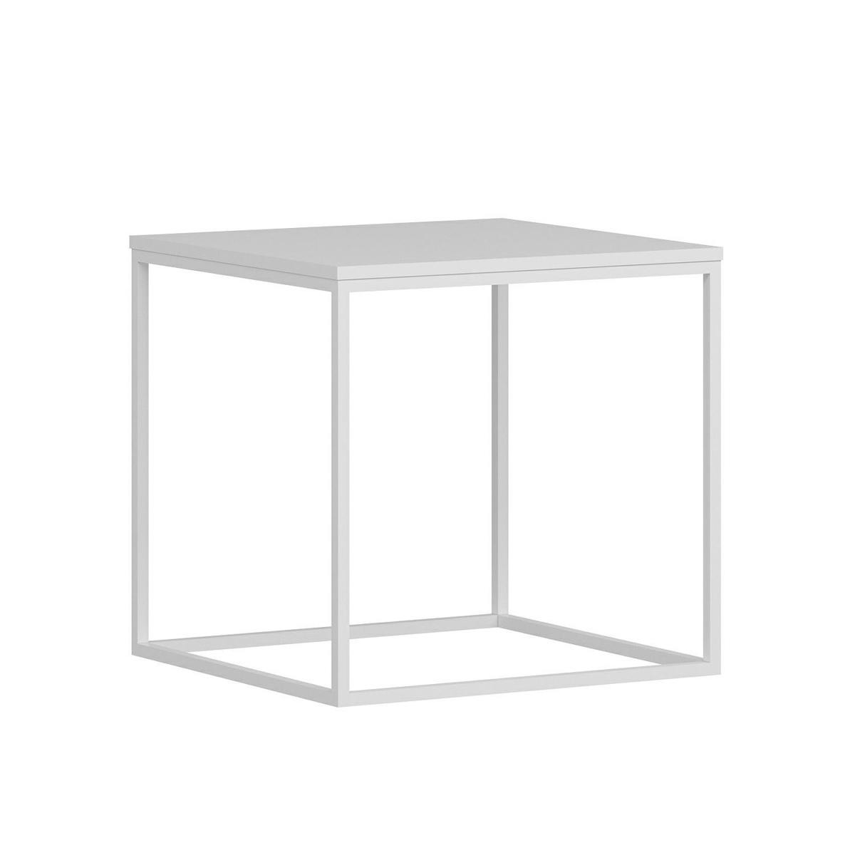 Bout de canapé carré bois/métal JENA blanc, PIER IMPORT