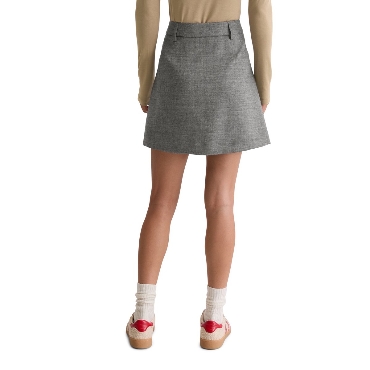 Jupe courte avec détail de plis en pure laine gris, MARC O'POLO