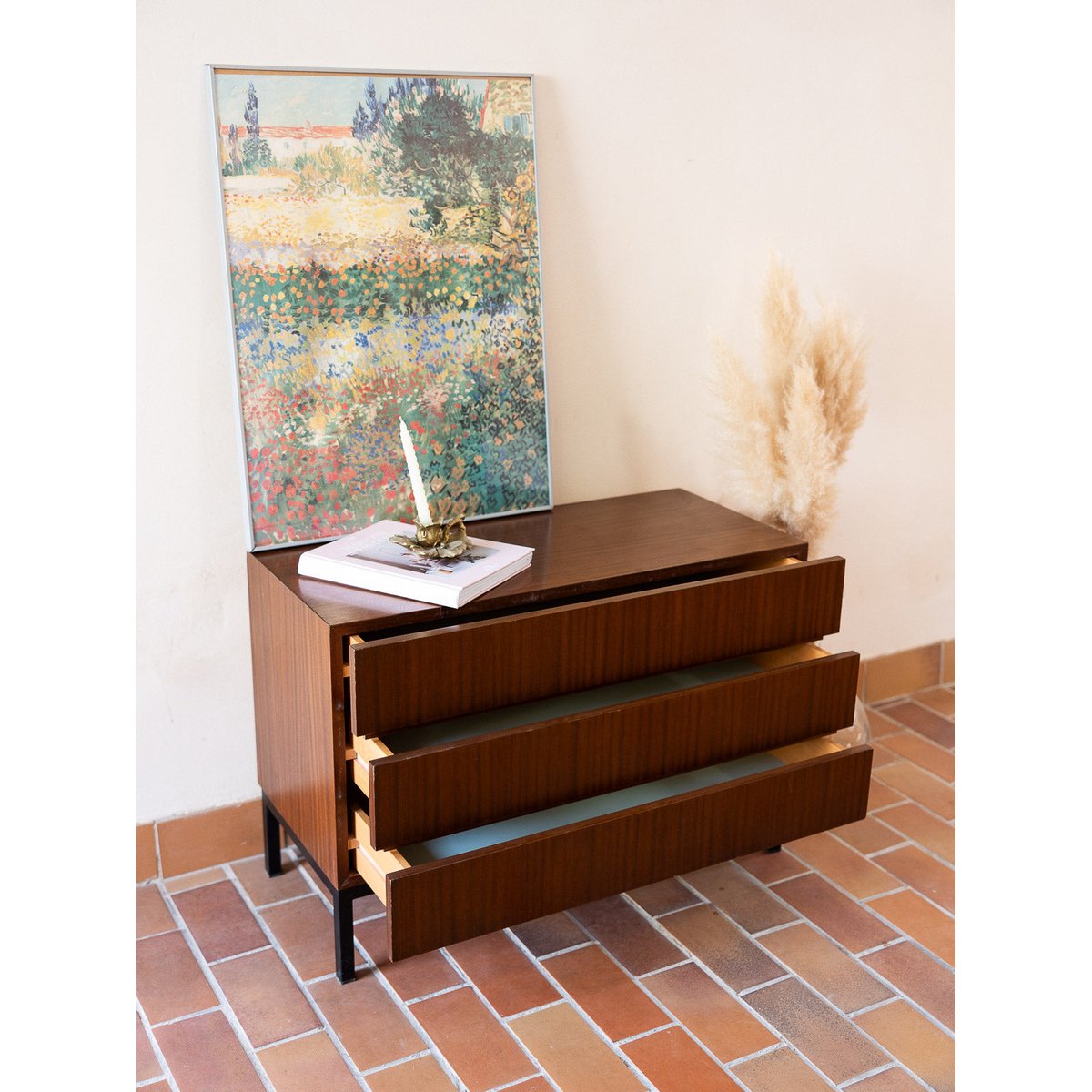 Sublime commode Olga N°1075 - Bon état bois foncé, DEBONGOUT