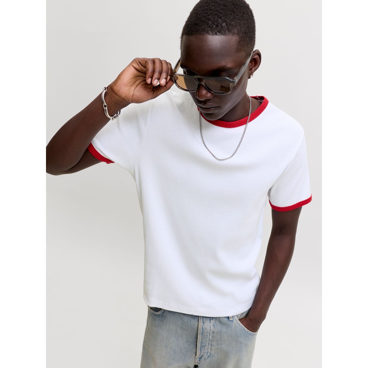 T-Shirt bright white 1, JACK & JONES