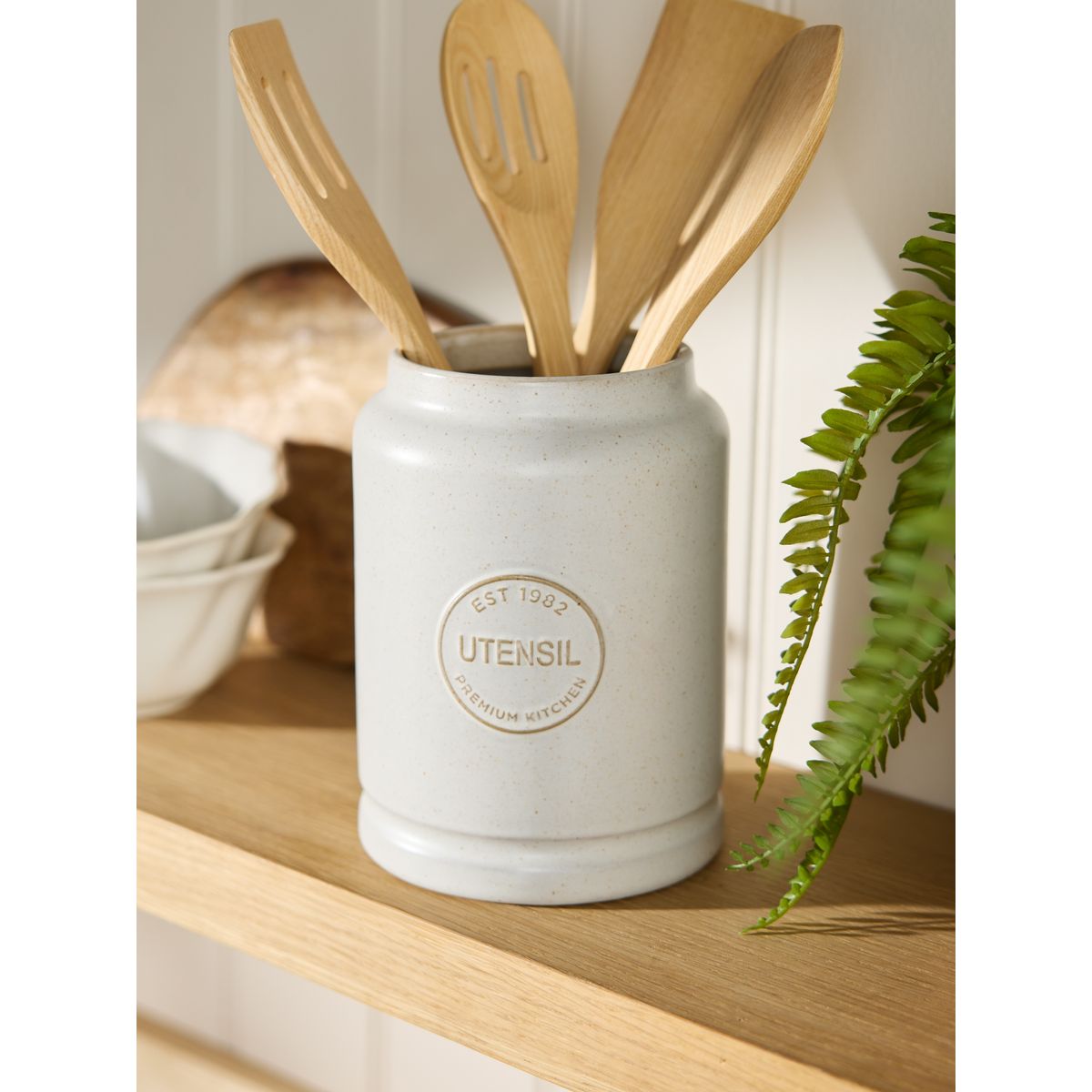 Pot à ustensiles avec badge style rustique naturel, NEXT