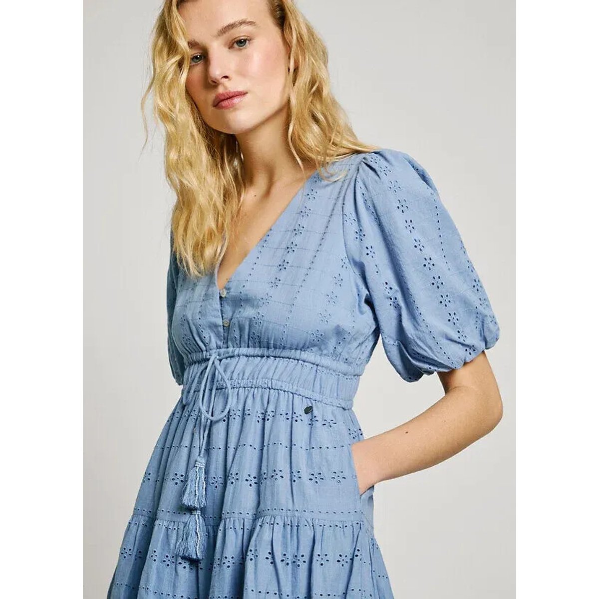 Mini Dress with Balloon Sleeves ecru , PEPE JEANS