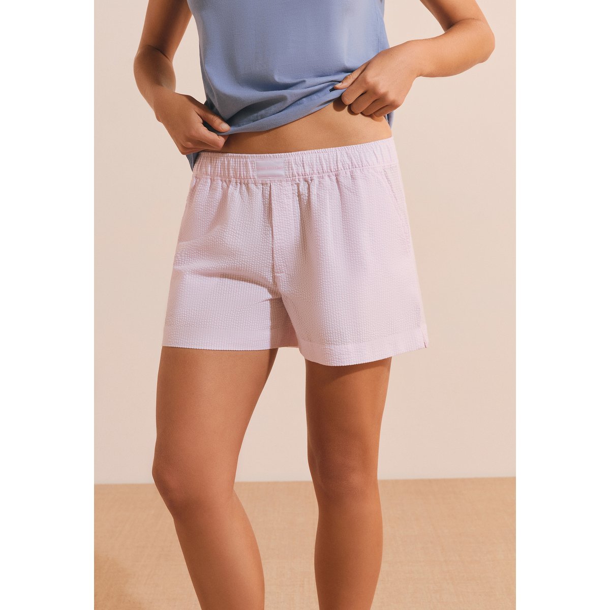 Short de pyjama avec coton gaufré BETTINA rose, ETAM